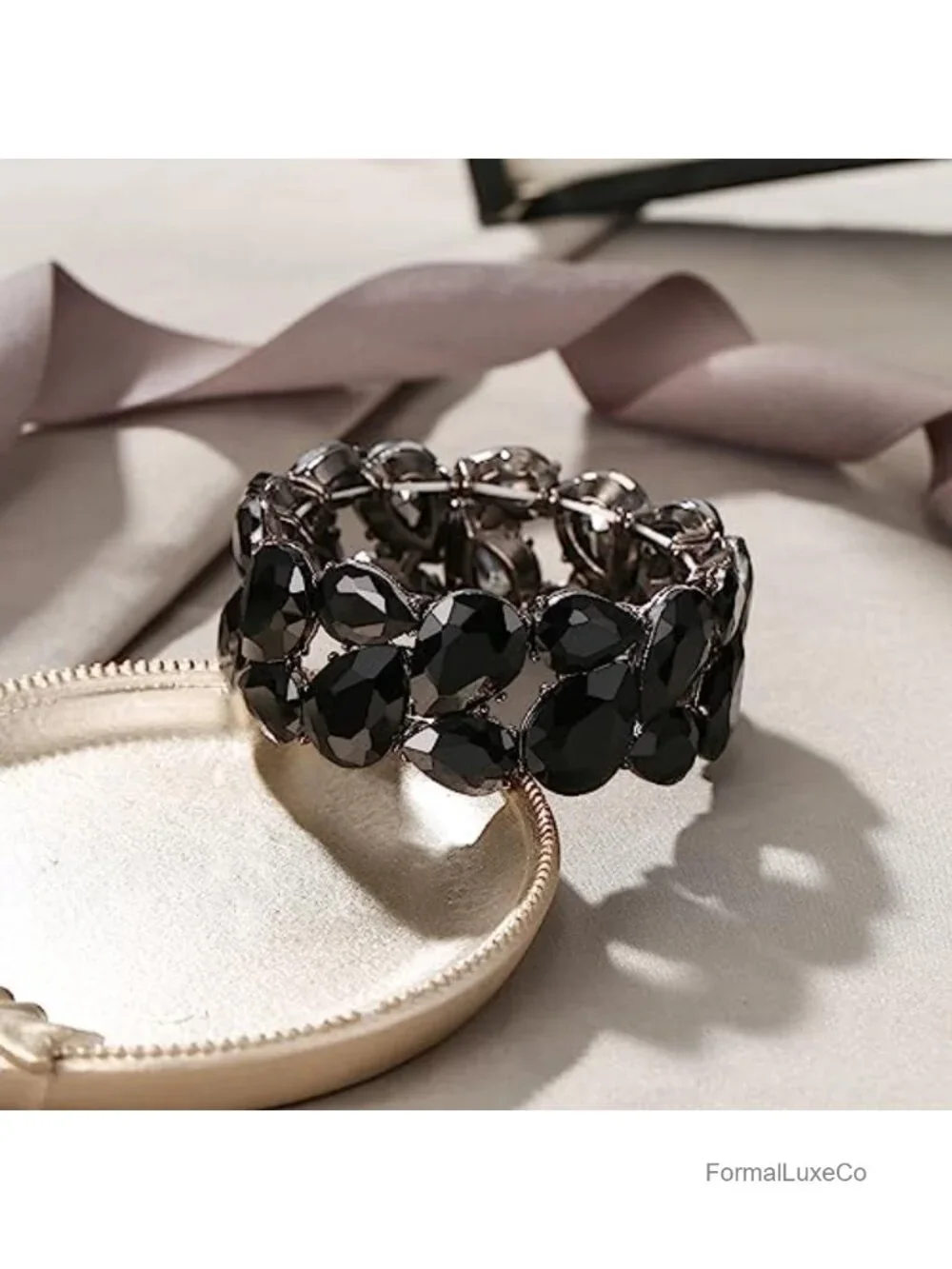 Art Deco Rhinestone Crystal Stretch Bangle Bracelet for Women Bridal Wedding